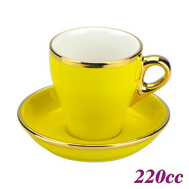 #18 Large Cappuccino Cup w/ Saucer - Yellow (HG0848Y)