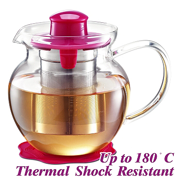 650ml Teapot w/ S.S Strainer & foot pad - Pink (HG2221PK)