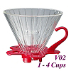 V02 Glass Coffee Dripper - Red (HG5359R)